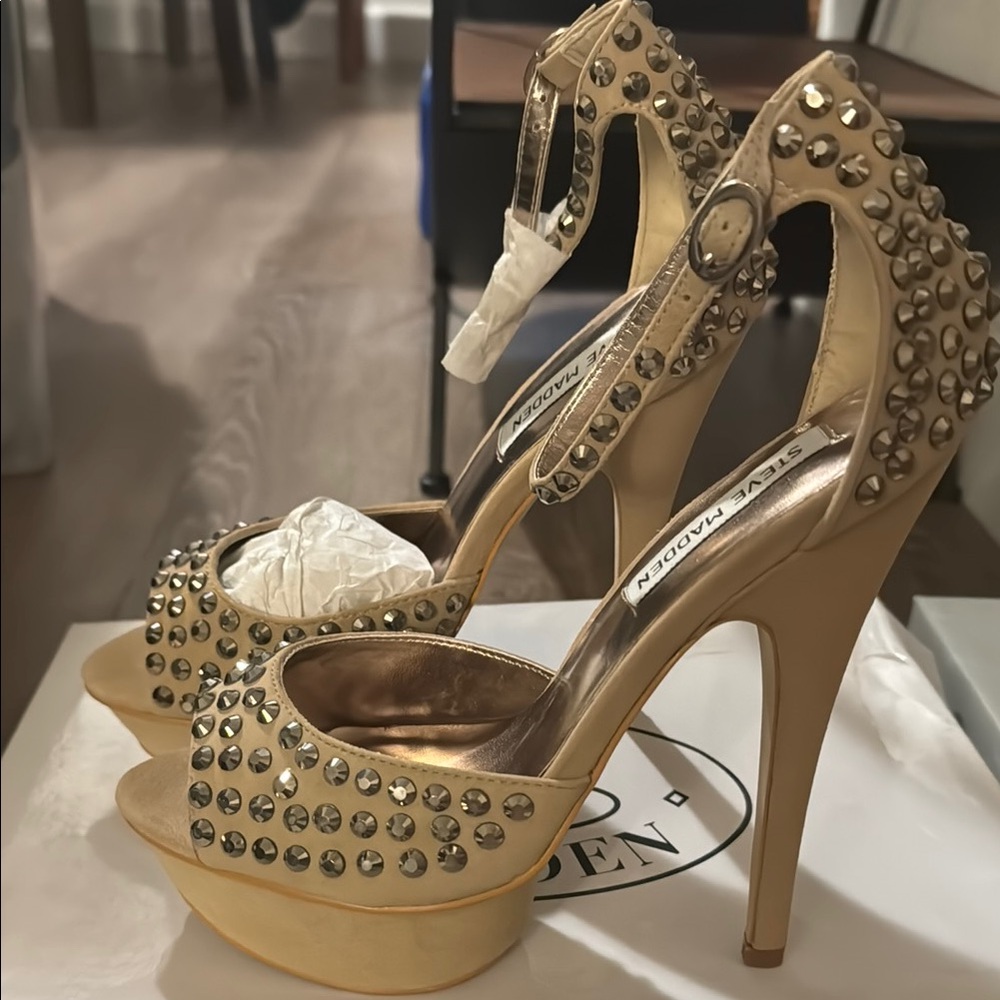 Steve Madden Gold Studded Platform Heels
